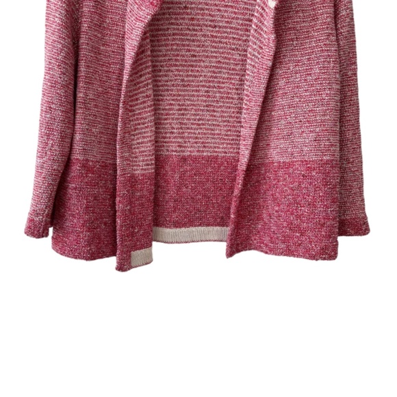 STEFAN GREEN RED WHITE & PINK TEXTURED KNIT OPEN FRONT CARDIGAN SIZE 3 (LARGE) - Picture 3 of 13